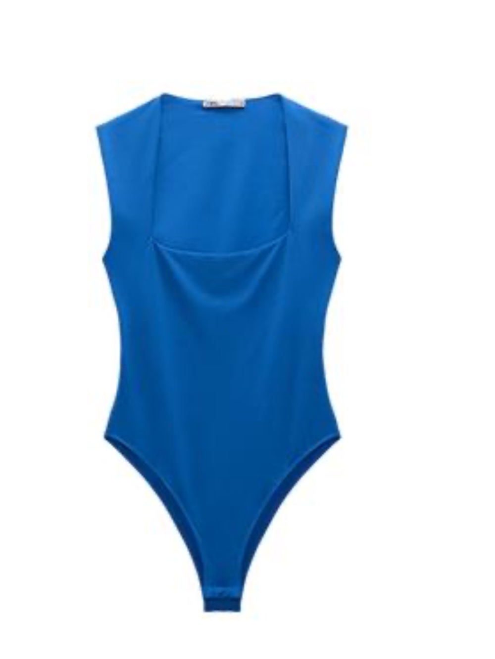Zara Ribbed Crewneck Bodysuit in Dusty Blue